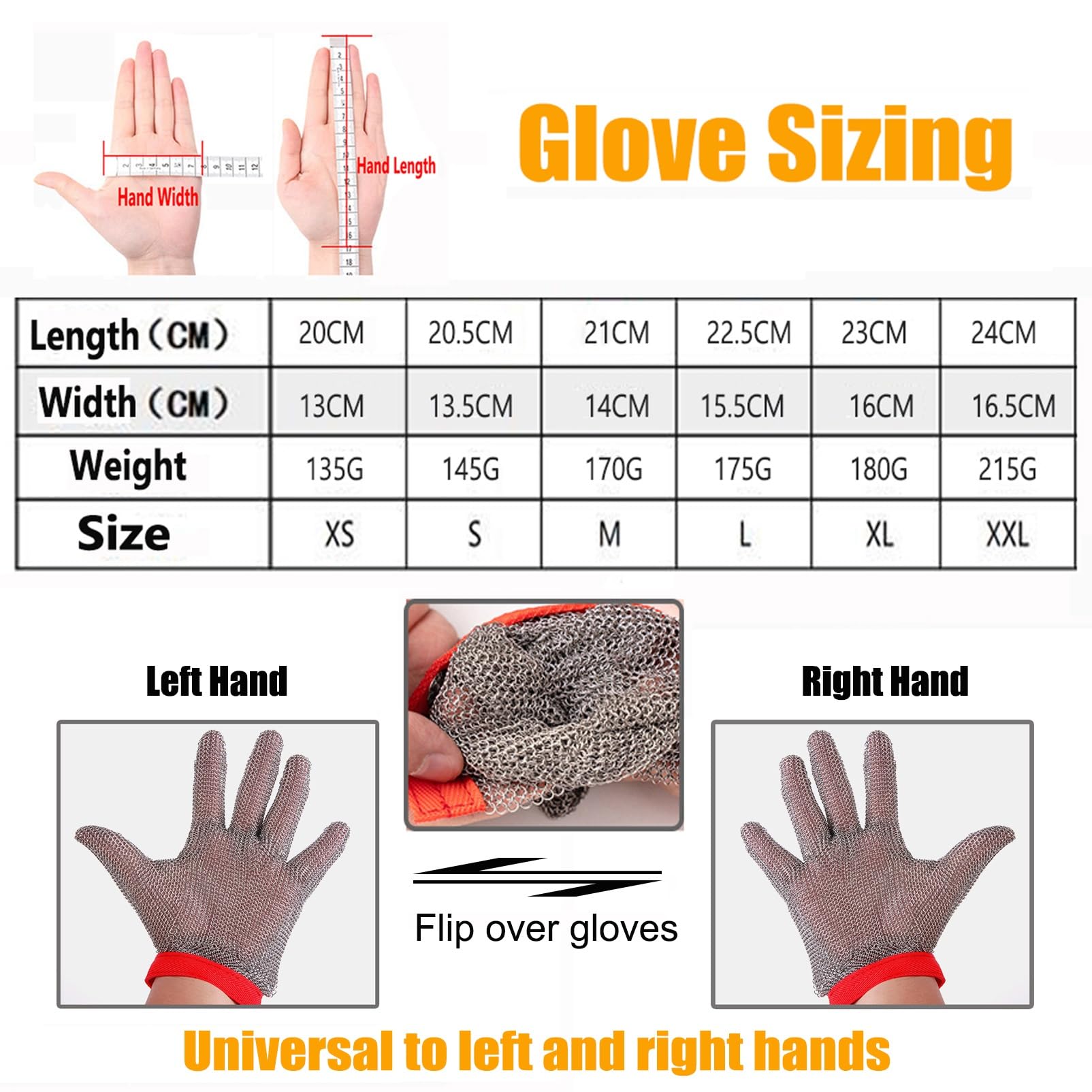 Guantes de Trabajo Anticorte 5 Guantes De Malla A Prueba De Cortes Con Pulsera De Nailon Ajustable, Guantes De Trabajo De Seguridad For Corte De Metales De Laboratorio(XXL)