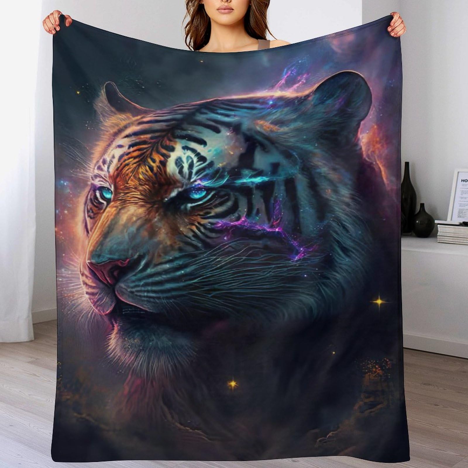 Plaid tigre en flannel couverture chaude pour votre sieste au canapé