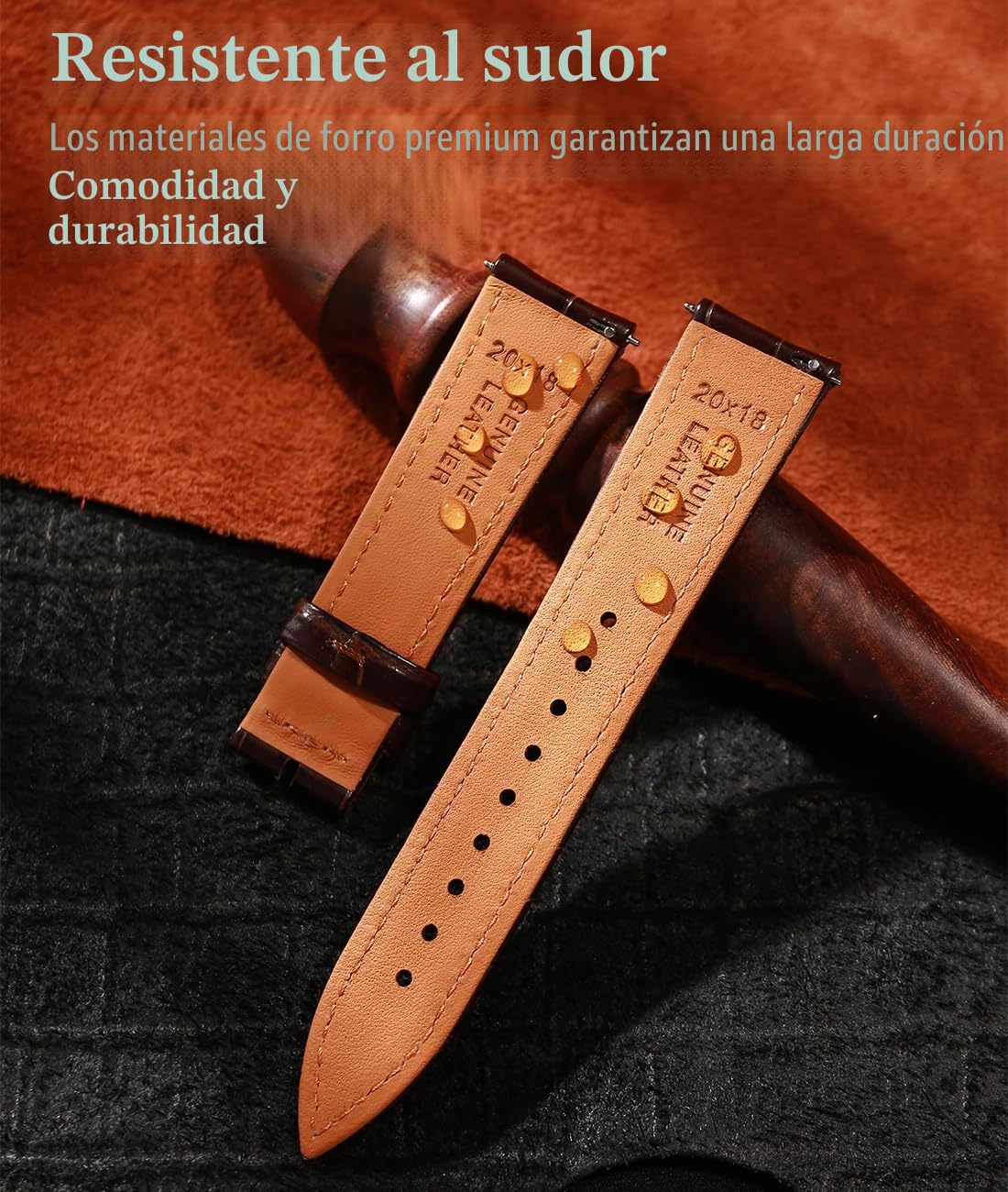 REZERO Correas de Reloj para Hombre, Pulseras de Liberación Rápida, Correas de Lujo con Relieve de Piel de Aligátor 19/20/21/22mm