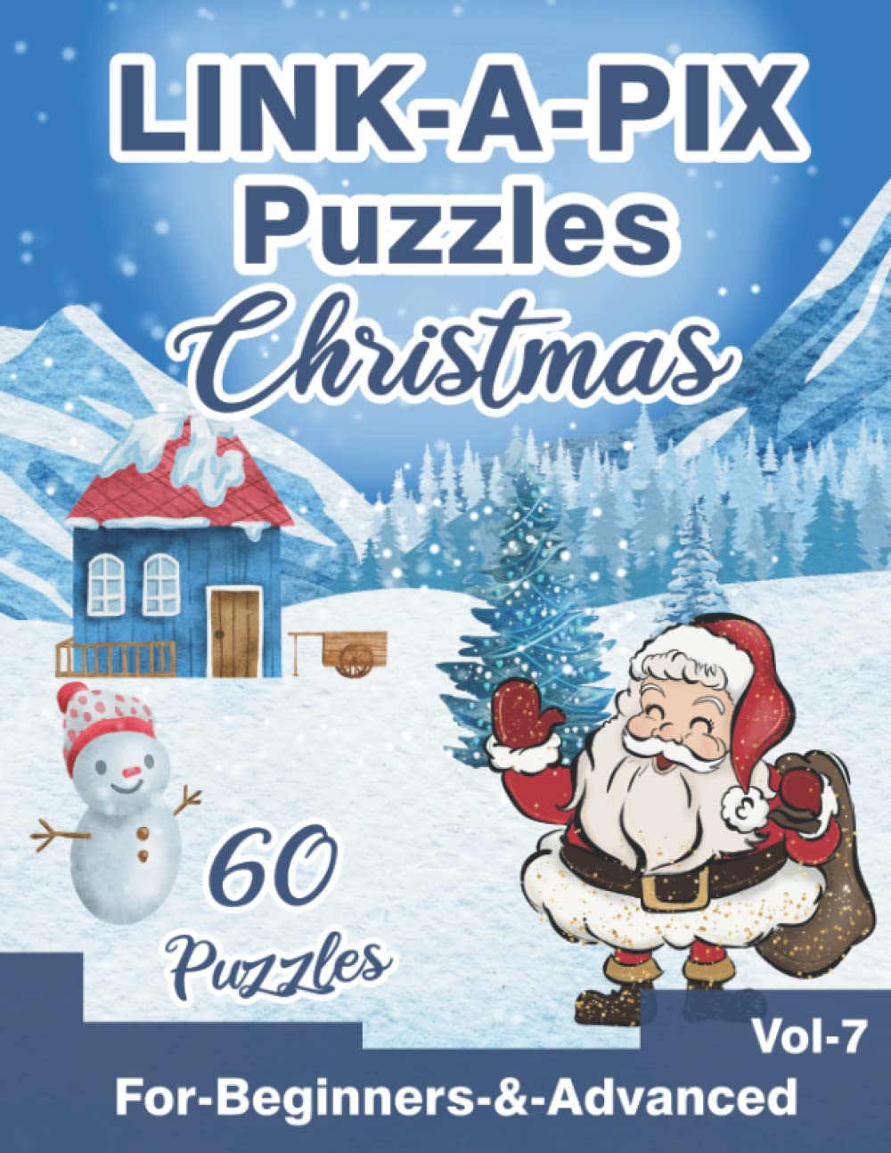 Link-A-Pix Puzzles Christmas: Bridge Puzzle Book for Holiday Season with 60 Easy & Medium Brainteasers for Adults & Kids