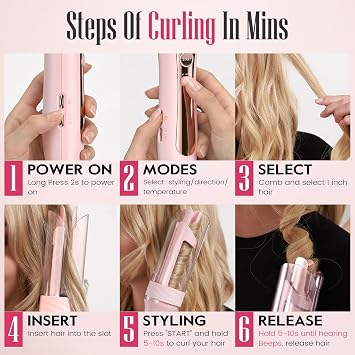 ZAVAREA Automatic Rotating Curling Iron for Long Hair - 1 Inch Curling Wand for Beach Waves & Loose Curls, Easy Hair Curler for Beginners, Anti-Scald & Frizz-Free, Dual Voltage for Travel