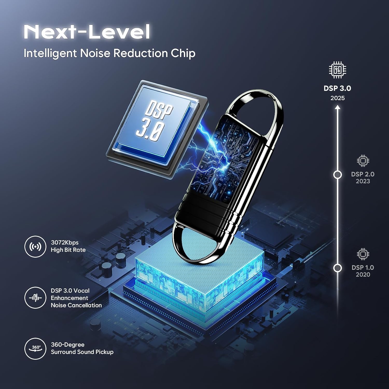 72GB Voice Activated Recorder - Tallkcoder Recording Device with AI-Intelligent Noise Reduction for Lectures Meetings, Dictaphone Digital Voice Recorder, Audio Recorder for Interviews, Class, MP3