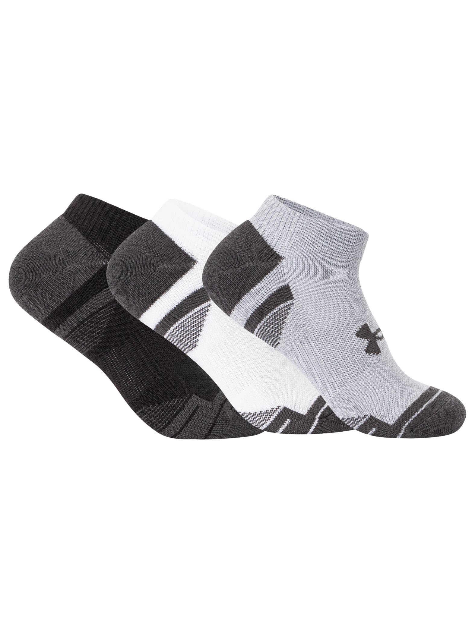 Under Armour Unisex Gray Performance Tech 3-Pack No Show Socks Mod / White / Jet M