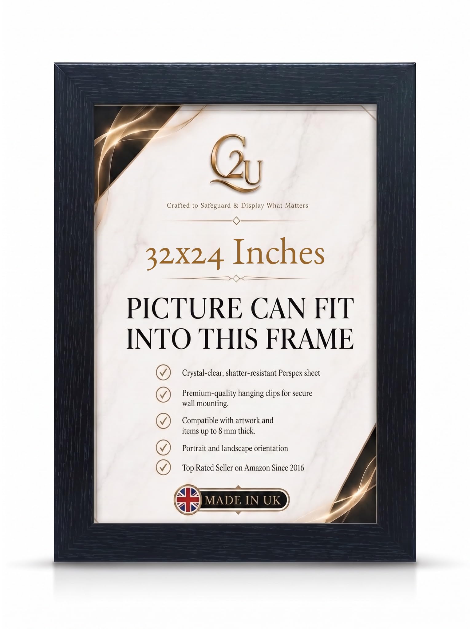 32 x 24 Inch (81.3 x 61.0 cm) Picture Frame | Engineered Wood Photo Poster Frame for Jigsaw Puzzles, Certificates & Artwork| Wall Mount | Portrait or Landscape. — image 1