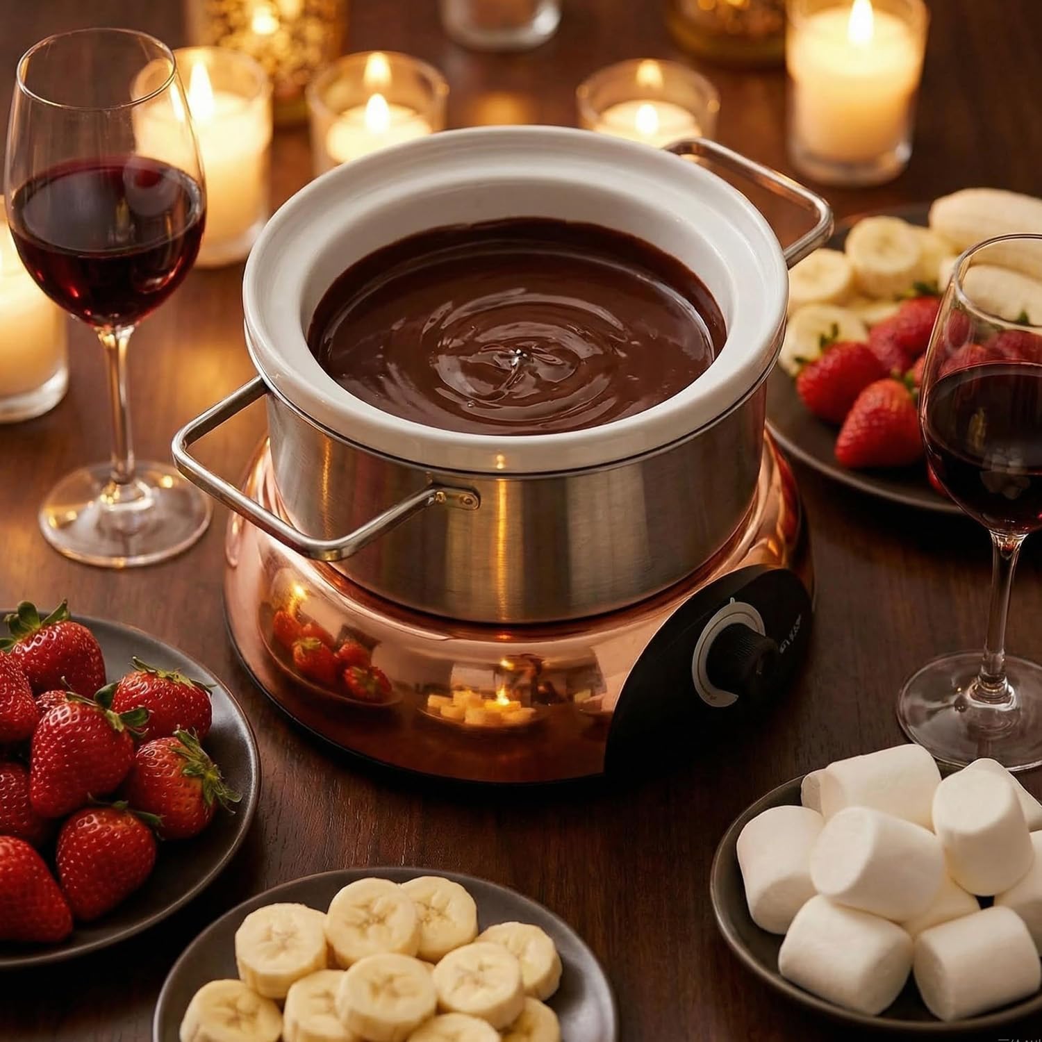 Artestia 3-in-1 Electric Fondue Pot 2.6QT – Chocolate, Cheese & Meat Hot Pot, 1500W High-Power with Removable Stainless Steel & Ceramic Bowls, Perfect for Parties, Family Dinners & Gifts