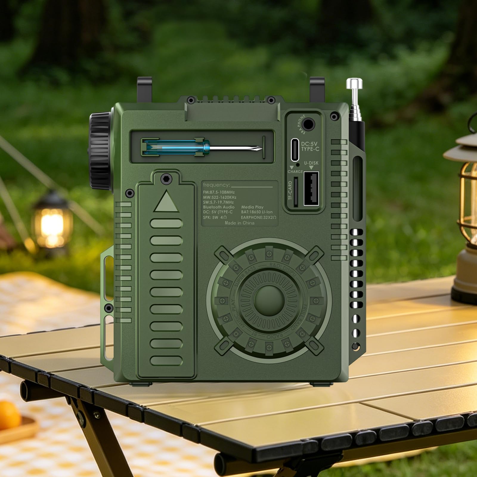 Ricevitore radio portatile multibanda con sintonizzatore antenna e batteria ricaricabile per uso esterno