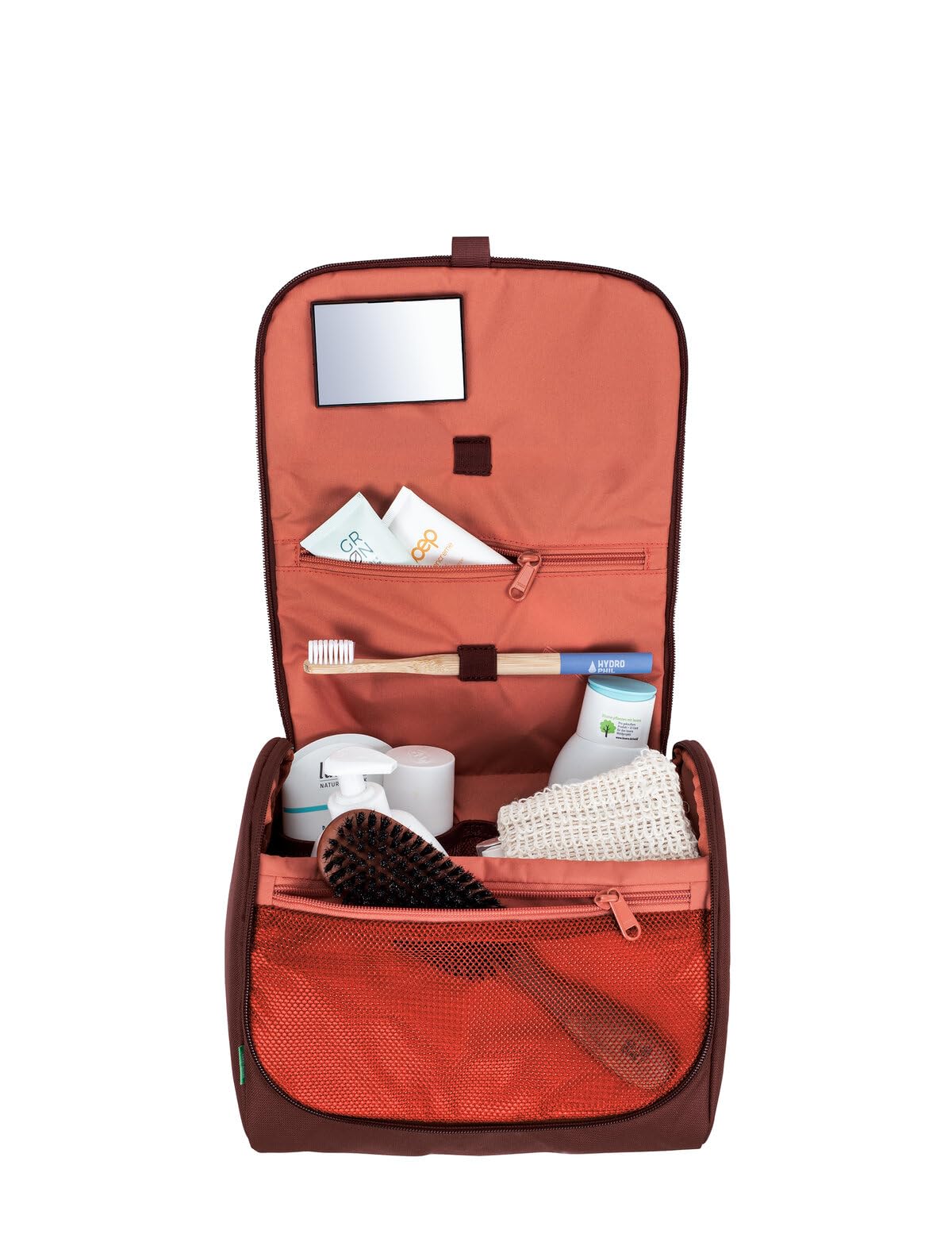 VAUDE Beauty case WegaWash in, beauty case con specchio integrato, portaspazzolino e gancio per appenderla, borsa da toilette imbottita con suddivisione interna ben studiata