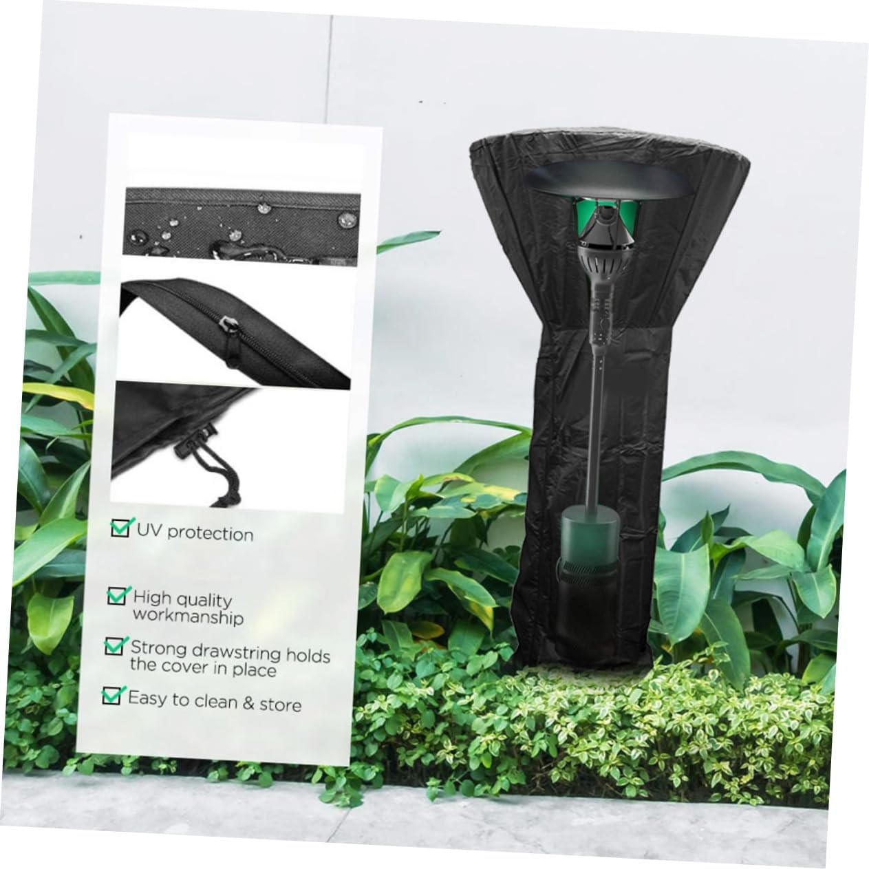 1Pc Outdoor Heater Cover for Patio Durable Protective Stand Up Design for Year Use Easy to Store and Carry