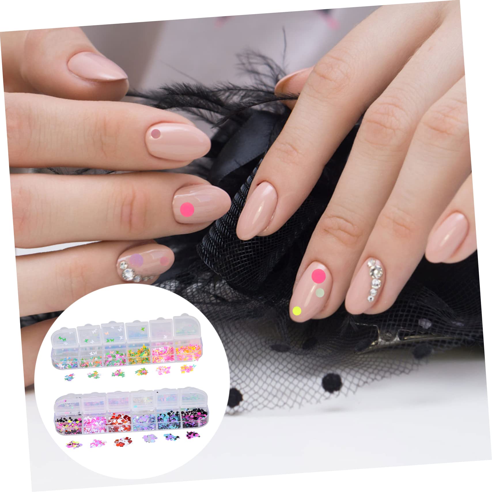 FOMIYES 2 Boxes Nail Art Glitter Sequins Charms for Nails Fake Nails Cute Nail Stickers Glitter for Nails Toe Nail Stickers