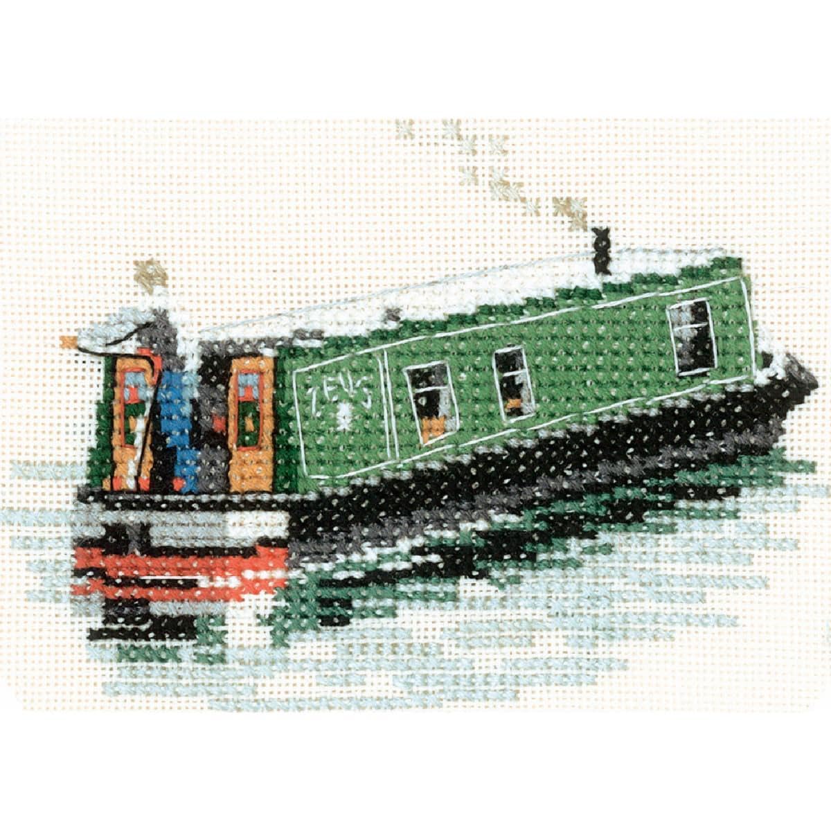 Heritage Crafts Mehrfarbig Heritage Modern Narrowboat, 14 Count Aida Cross Stitch Kit