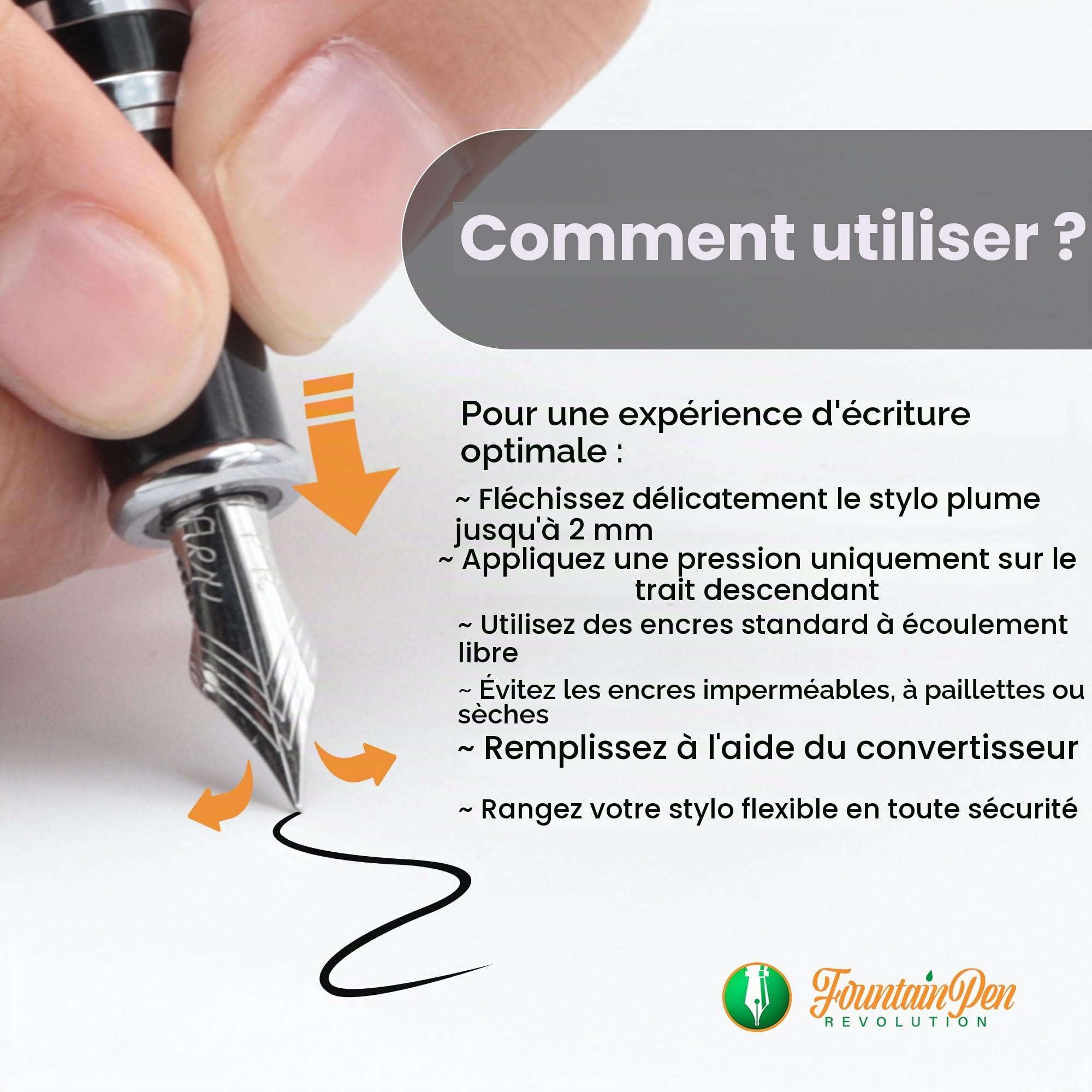FPR #6 Bicolore EF Ultra Flex – Plumes de plume rectifiées sur mesure avec toucher ultra flex doux – Plume flexible lisse en acier inoxydable – Plumes de calligraphie extra fines pour une douceur