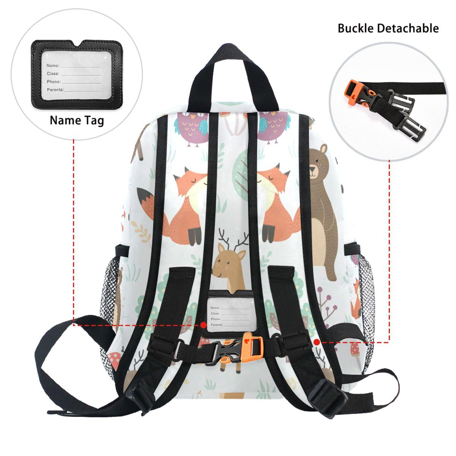 OREZI Cute Kids Back Pack Fox And Bear Todder Backpack Lightweight Preschool Kindergarten Book Bag Practical and Durable Daycare Bag for Travel,Toys