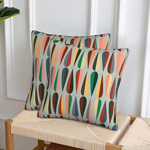 Miniatura 6 de bassyil Juego de 2 fundas de almohada decorativas de lino retro de mediados de siglo, fundas de cojín cuadradas para sofá, dormitorio, patio, 18 x