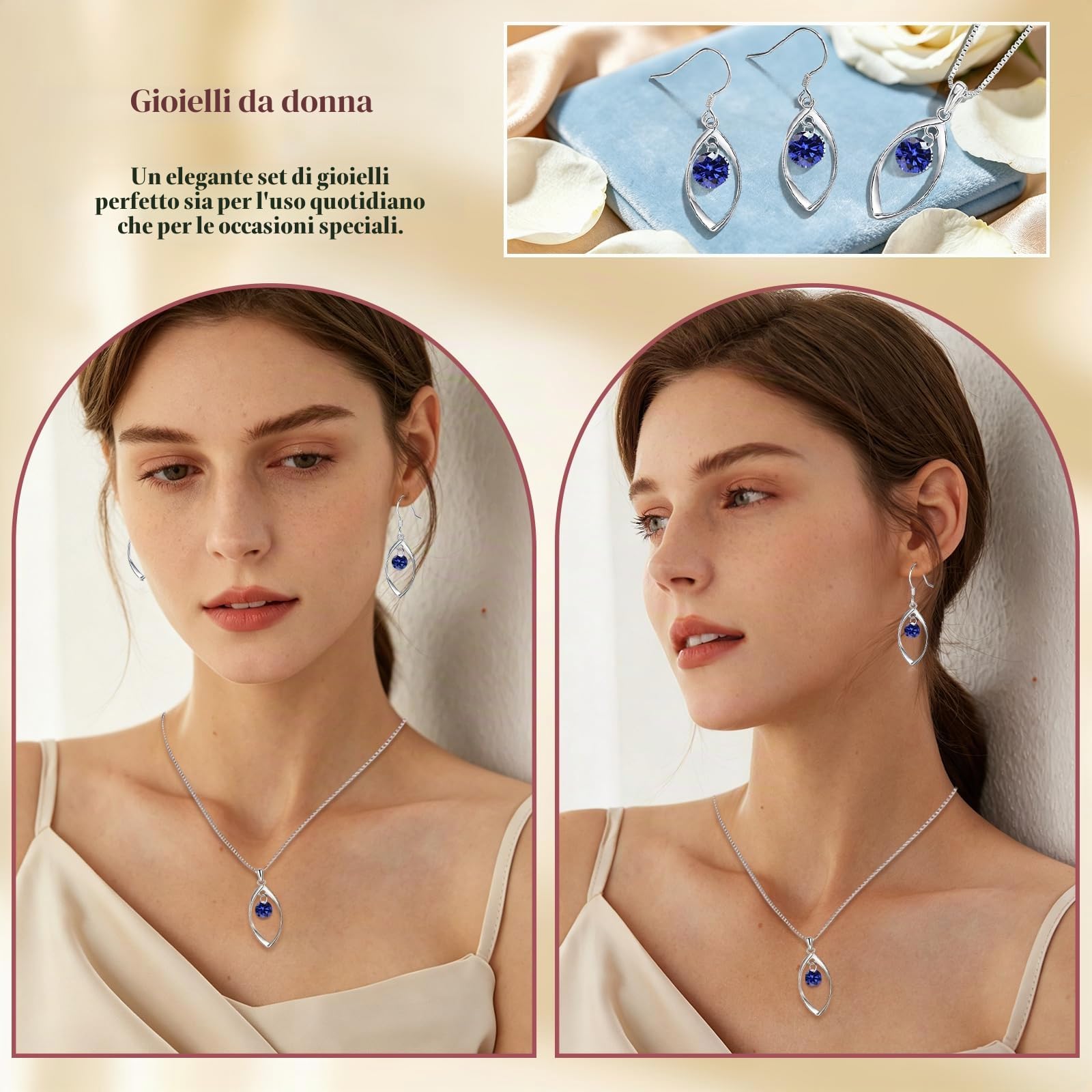 Silver Drop Earrings for Women, 925 Sterling Silver Dangle Drop Hook Earrings with Blue/White/Pink Cubic Zircon, Allergy Free Twist Dangle Earrings, Anniversary Birthday Gift for Ladies