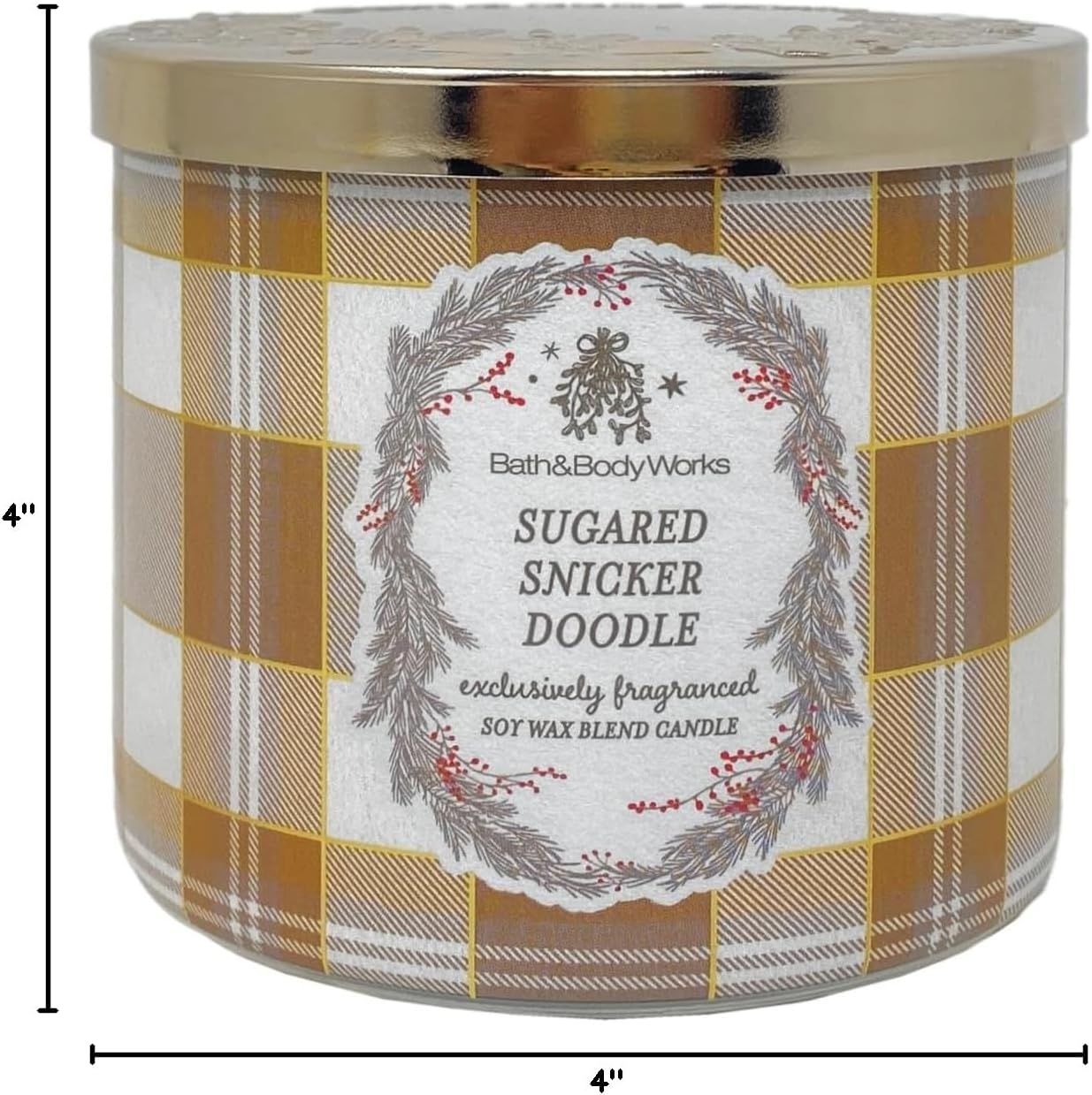 Bath & Body Works Sugared Snickerdoodle 2 Piece 3-Wick Scented Candle Set with a Peach Gardenia Bar Soap
