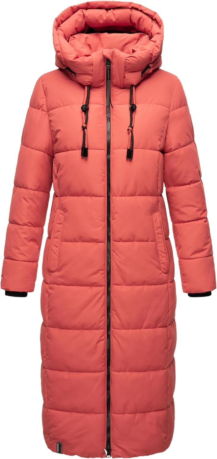 Marikoo Long Fall & Winter Coat for Women | Detachable Hood | Quilted Women’s Calf-Length Jacket | Nadeshikoo XVI XS-5XL