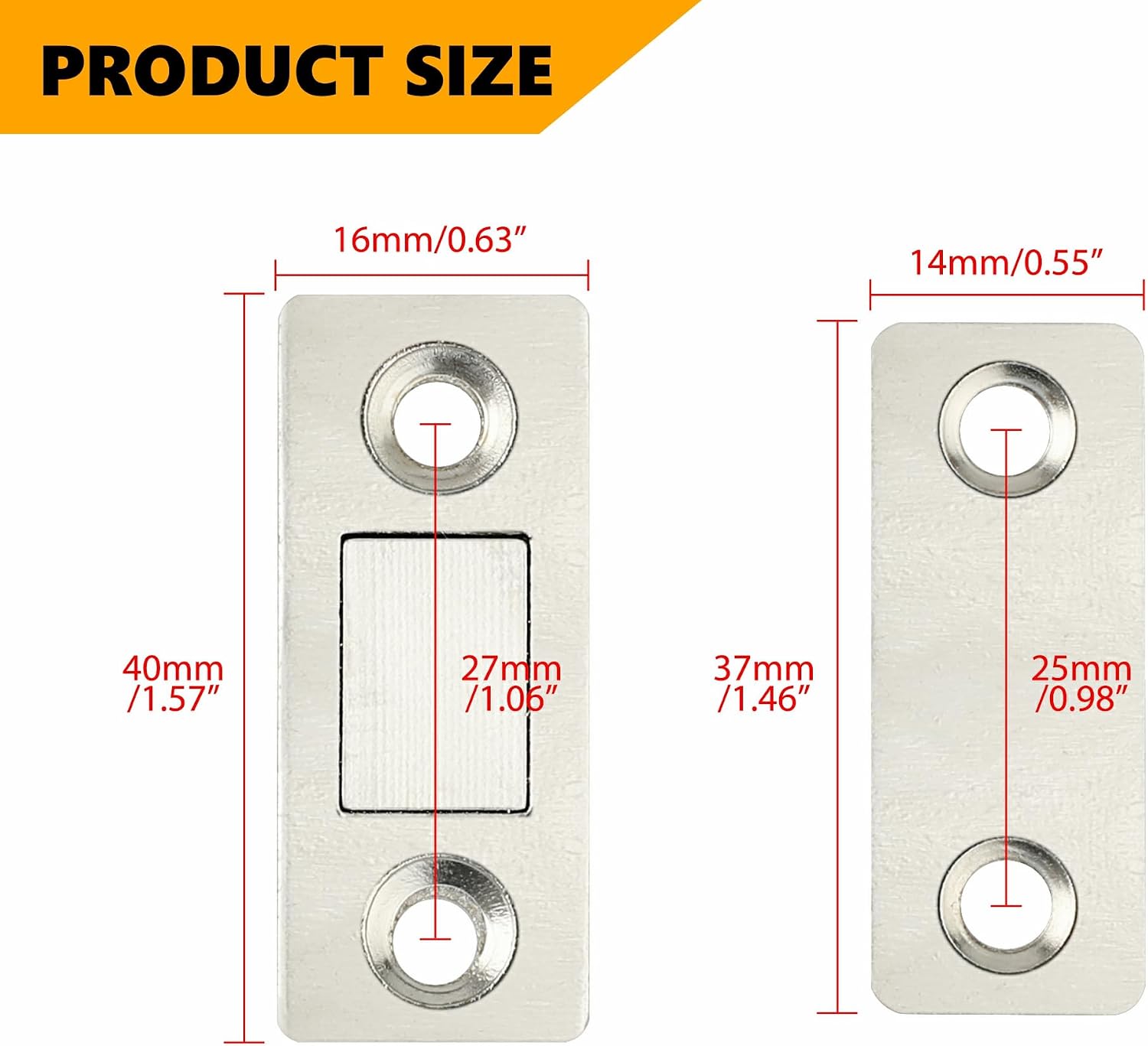 Alise Brushed Cabinet Magnetic Catch, Magnetic Door Catch Closer,8 Pcs | Ultra Thin Stainless Steel Adhesive Door Closer Latches for Cabinet Drawer Wardrobe Closet Closures