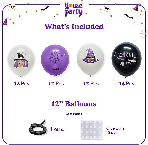 Miniatura 9 de HOUSE OF PARTY 50 globos de fantasma de Halloween, 12 pulgadas, color morado, blanco, verde, lindo globo de látex para interiores, globos de látex
