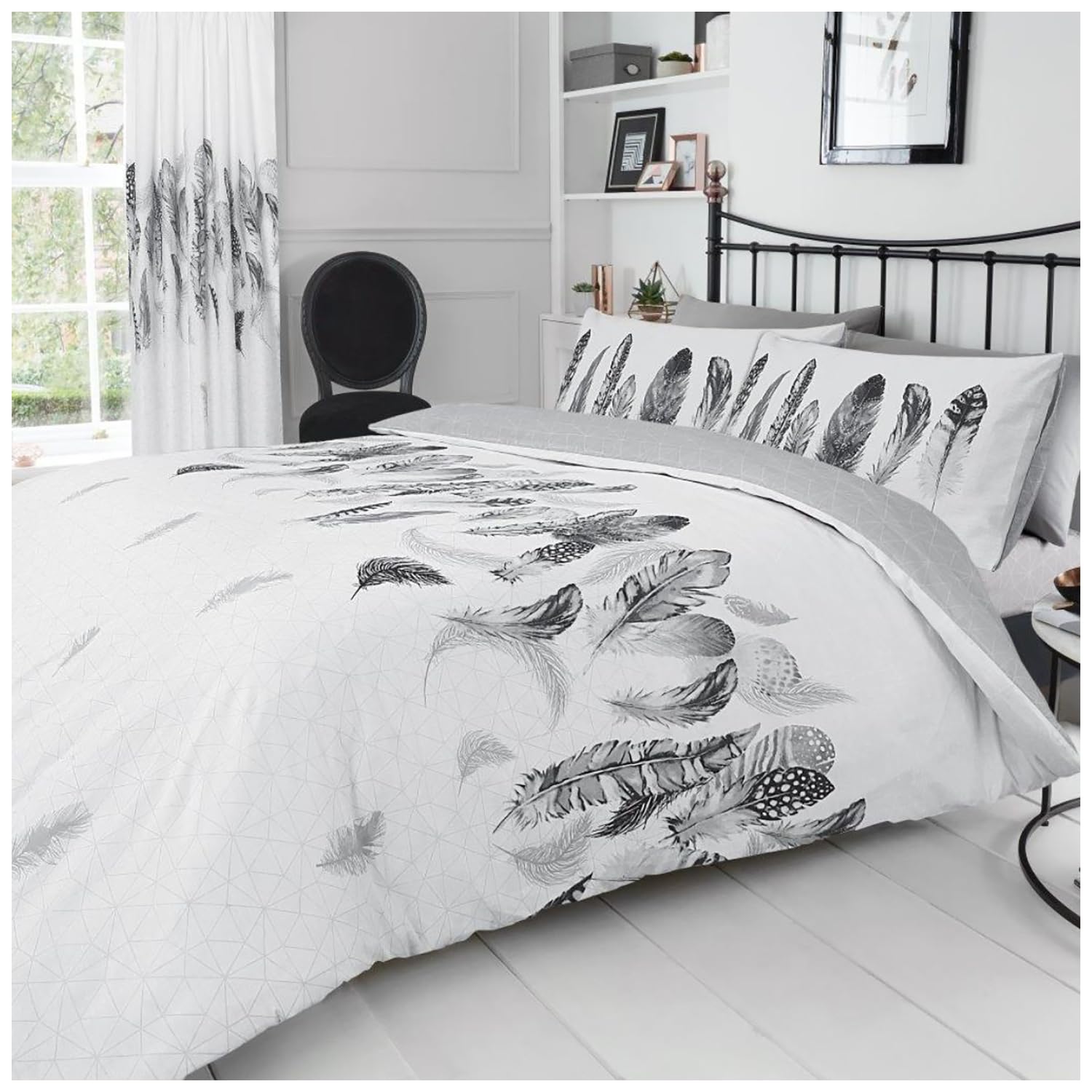 GC GAVENO CAVAILIA Premium Printed Bedding Sets Double Size, Feather Duvet Quilt Cover, Cotton Blend Bed Covers, White