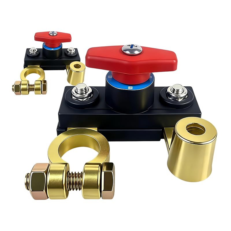 Interruptor de corte da bateria FAIREDEAR 12 V 250 A com alavanca articulada – Vermelho