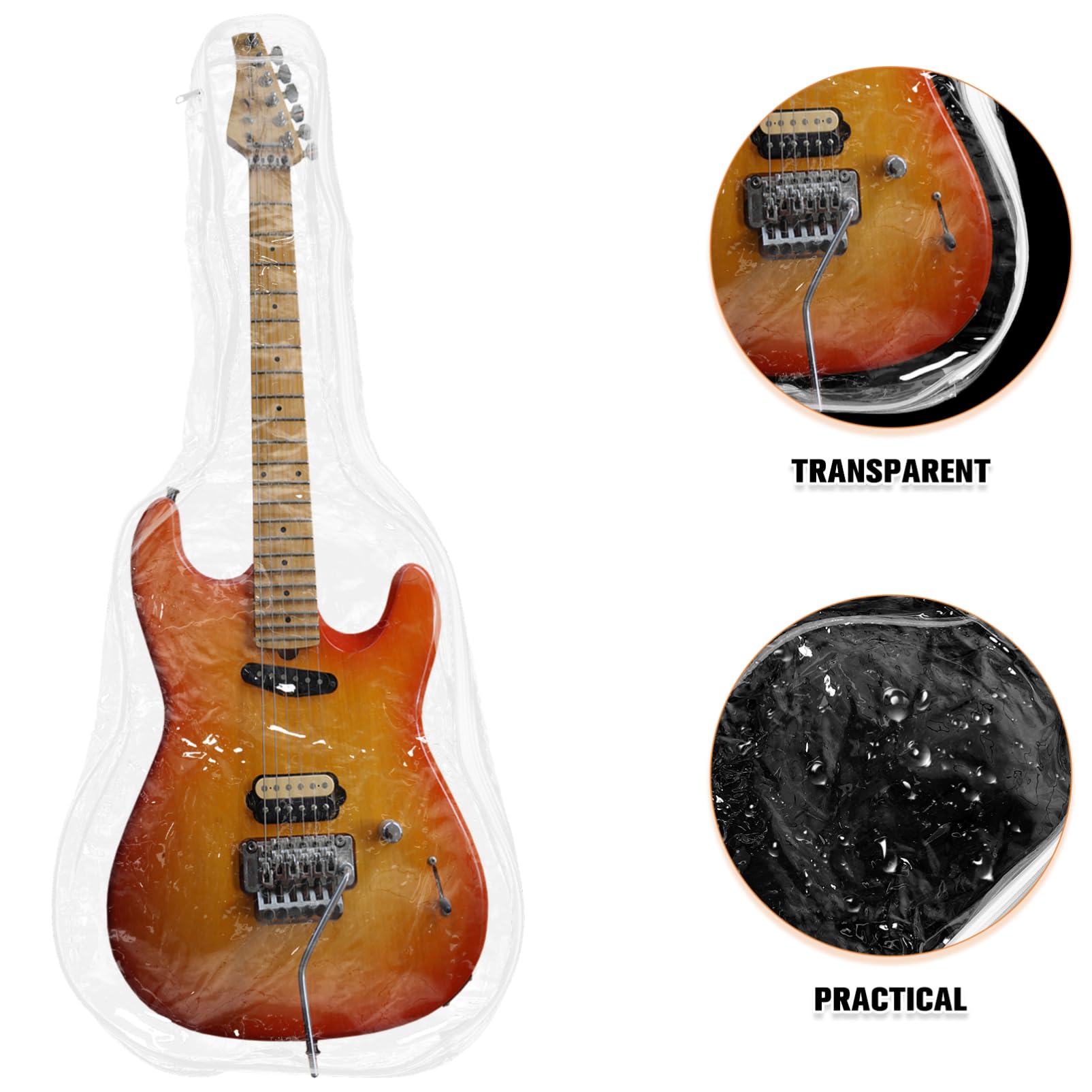 Funda Protectora para Guitarra Eléctrica Transparente, Pvc, 1 Pieza | Diseño Totalmente Sellado E, Protección Prolongada, Ligera y Portátil para Instrumento de Cuerda