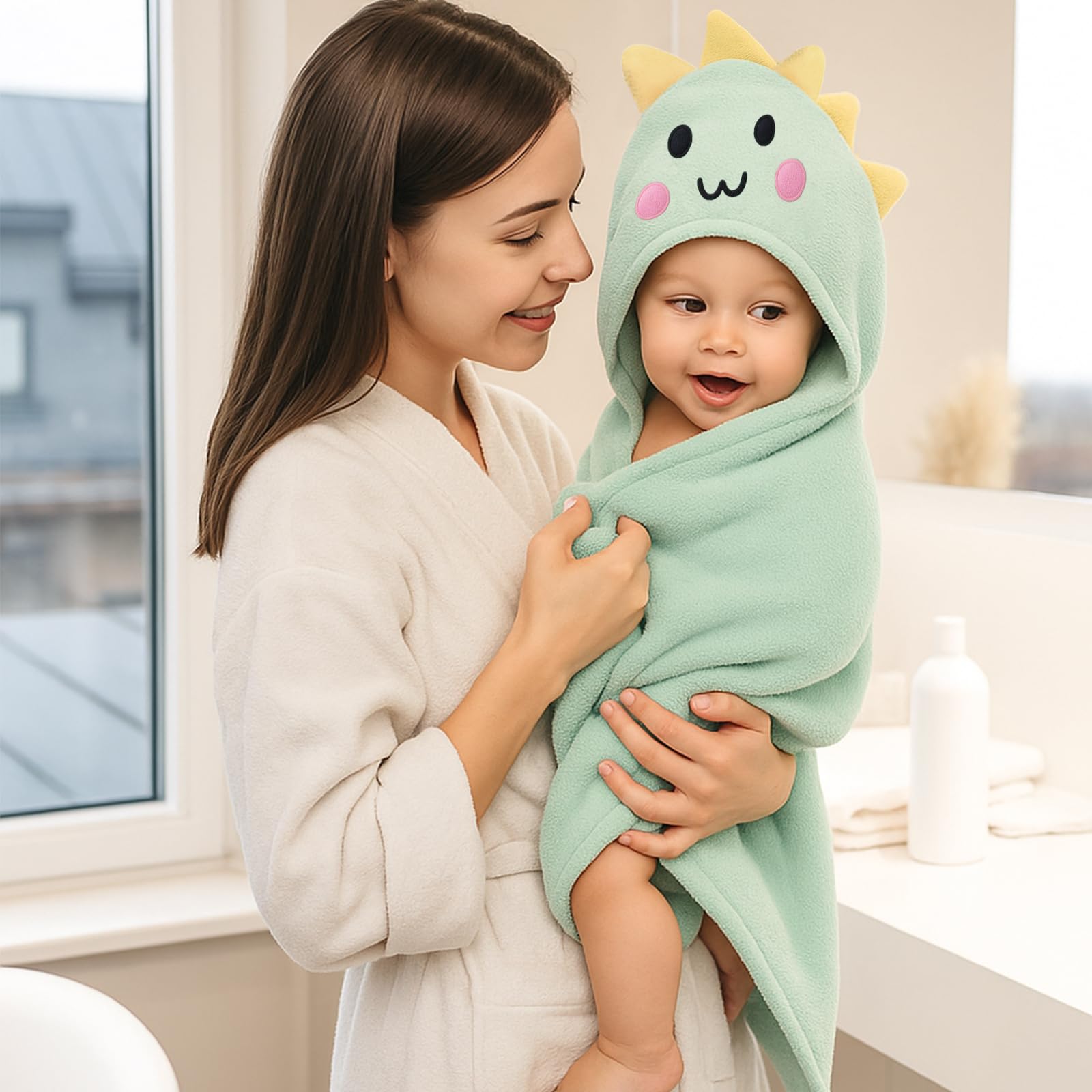 kaiyaya 3 Piezas Toalla Bebe Recien Nacido 80 x 80cm Toallas Bebe con Capucha, Suave y Súper Absorbente Toalla Baño Bebes para Piscina, Playa, Después de Ducharse o Bañarse