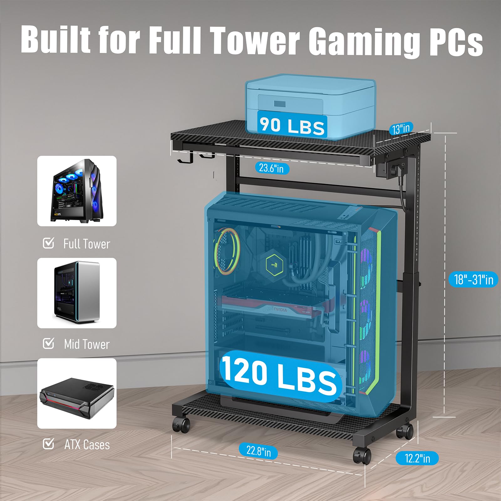 Sedegn Verstellbarer Computer-Turmständer - 46-80 cm - für einfachen