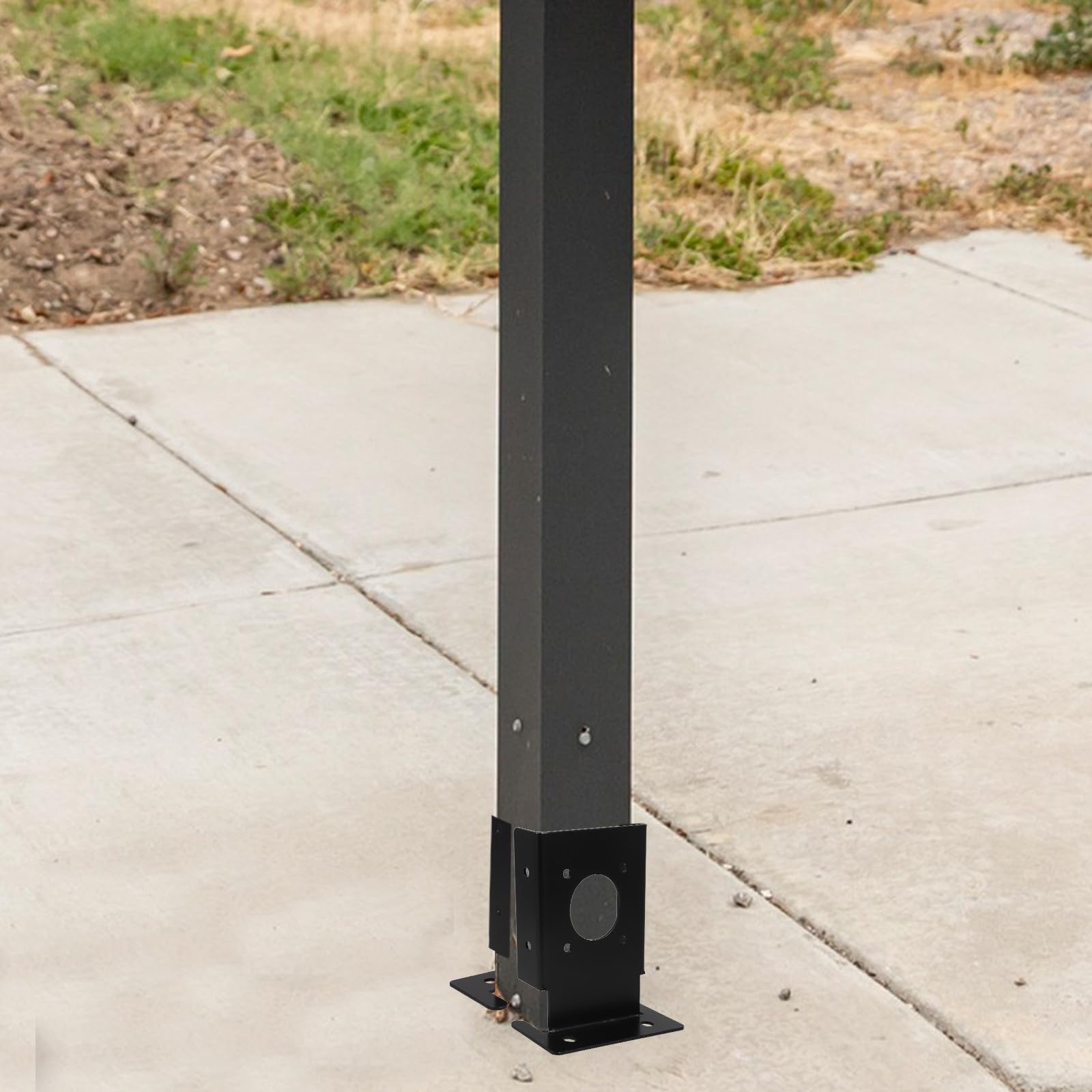 4 Piezas Soporte para Poste de Jardín en Metal Negro