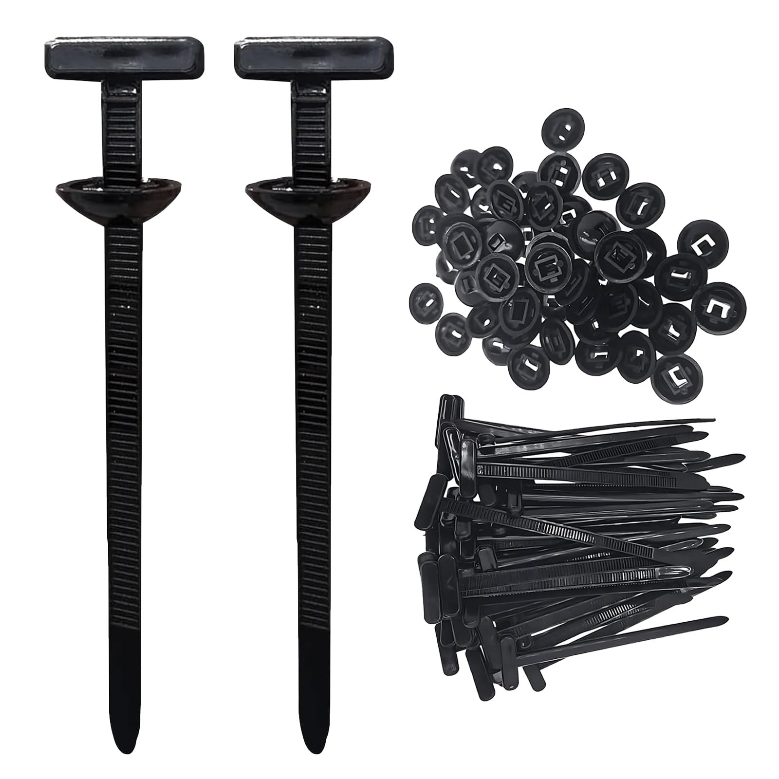 100 PCS Nylon Universal Cable Tie Buckle, Heavy Duty Self-Locking Nylon Zip Ties Holder, Automotive Zip Ties