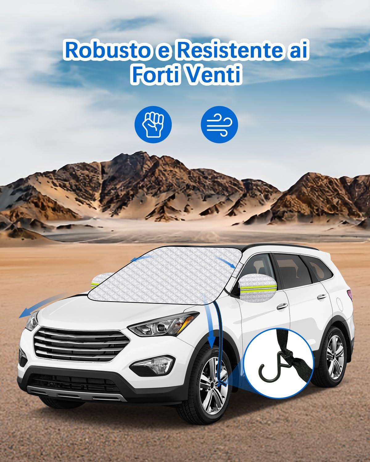 Parasole per Parabrezza Auto Copertura antineve con Cinghia, Parasole per Neve e Ghiaccio, Protezione per Parabrezza, Copertura Antipolvere, Telo copriauto per Inverno e Estate
