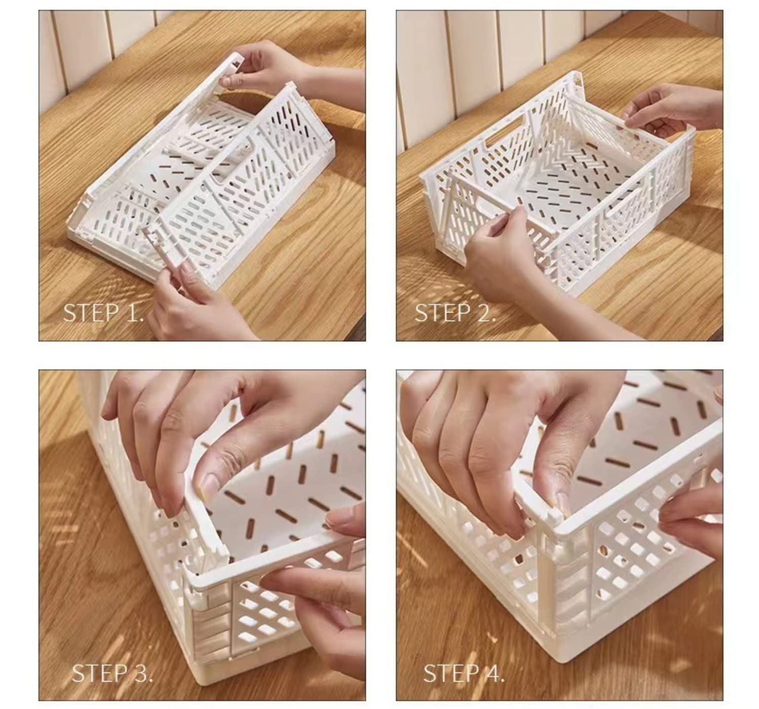 Cestino Portaoggetti Pieghevole,Impilabile Cassette Plastica,Cassetta Pieghevole in Plastica,Cassette Plastica Pieghevoli per La Cucina,Bagno,Ufficio (6 Colori, 43×29×17cm)