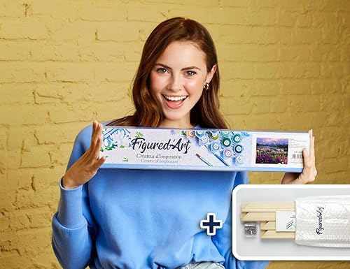 Vista 269 de Figured'Art - Juego de pintura por números, lienzo enrollado sin marco, para manualidades, para adultos, 16 x 20 pulgadas, jarrón de peonías