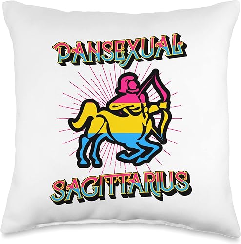 Miniatura 5 de Cojín pansexual del signo del zodiaco de Sagitario y horóscopo de cumpleaños, almohada LGBTQ, 18 x 18 pulgadas, multicolor