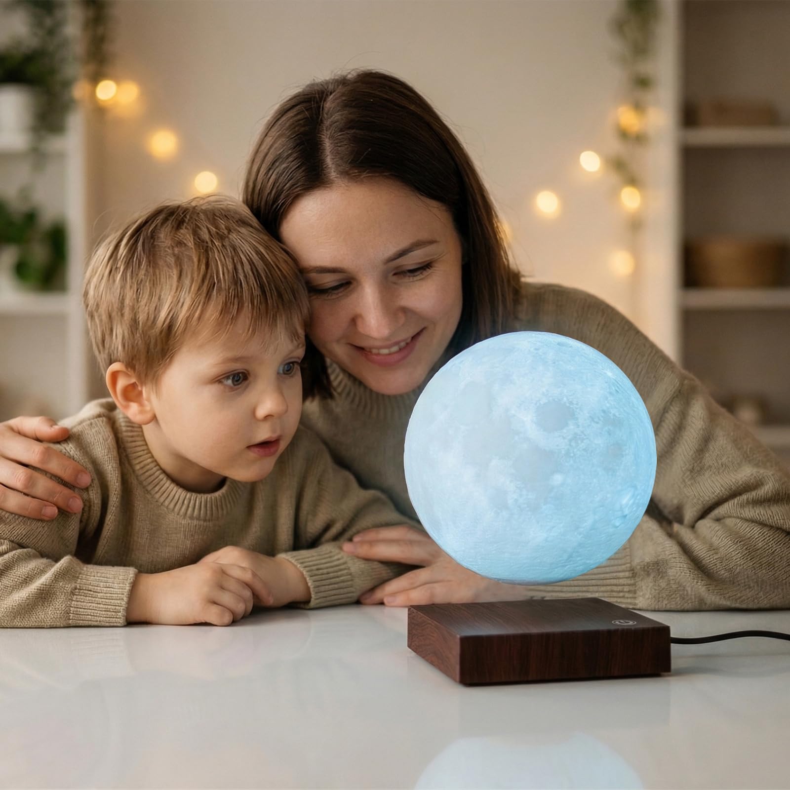 Lampe lune flottante, lampe en lévitation magnétique, 16 couleurs, 15 cm, veilleuse 3D pour décoration de chambre, cadeau d'anniversaire et de Noël pour enfants (16 couleurs)
