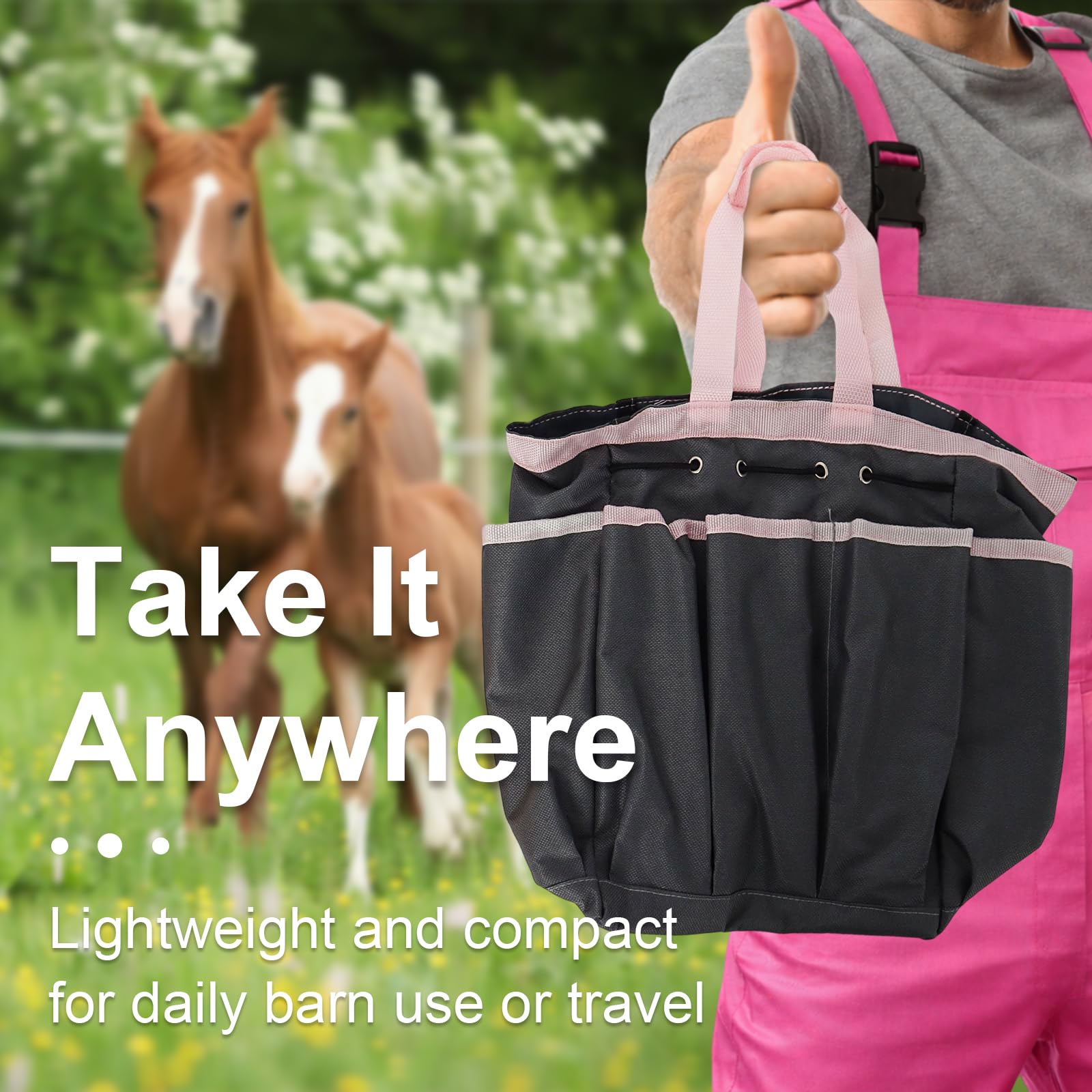 Pferdepflegeset, 13-teilig, Pferdebürsten für Fellpflege, Profi-Pferdebedarf mit Handschuhen & Bürste für die Pferdepflege, Rosa
