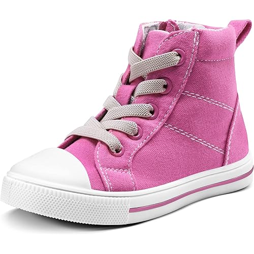 K KomForme Kids Sneakers for Boys and Girls Toddler Canvas High Top Walking Causal Shoes with Zipper
