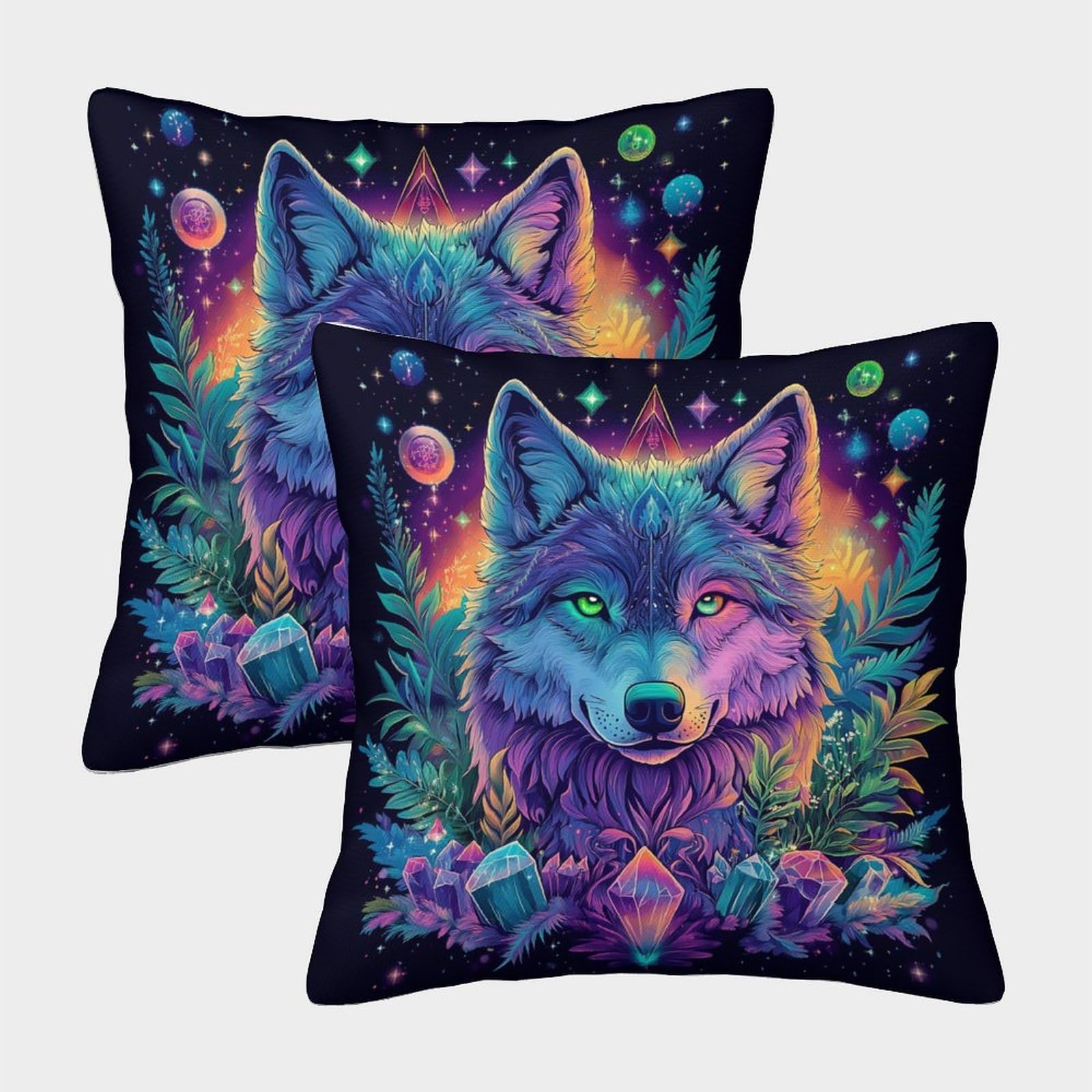 QFVANSIYO 3D Printed Wolf Theme Pillowcase Microfiber Bedroom Bedding Animal Pillow Cover Soft Breathable for Adults Teens 40x40cm