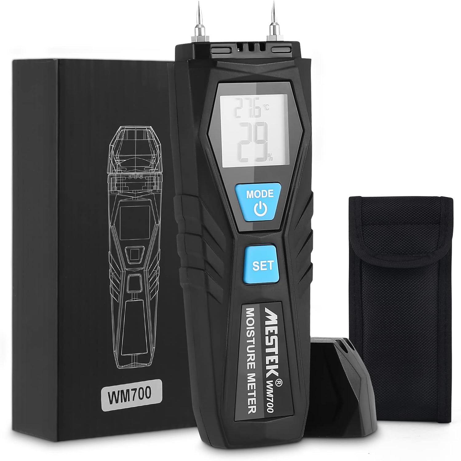 LQKYWNA Wood Moisture Meter, PinType Water Leak Detector with LED