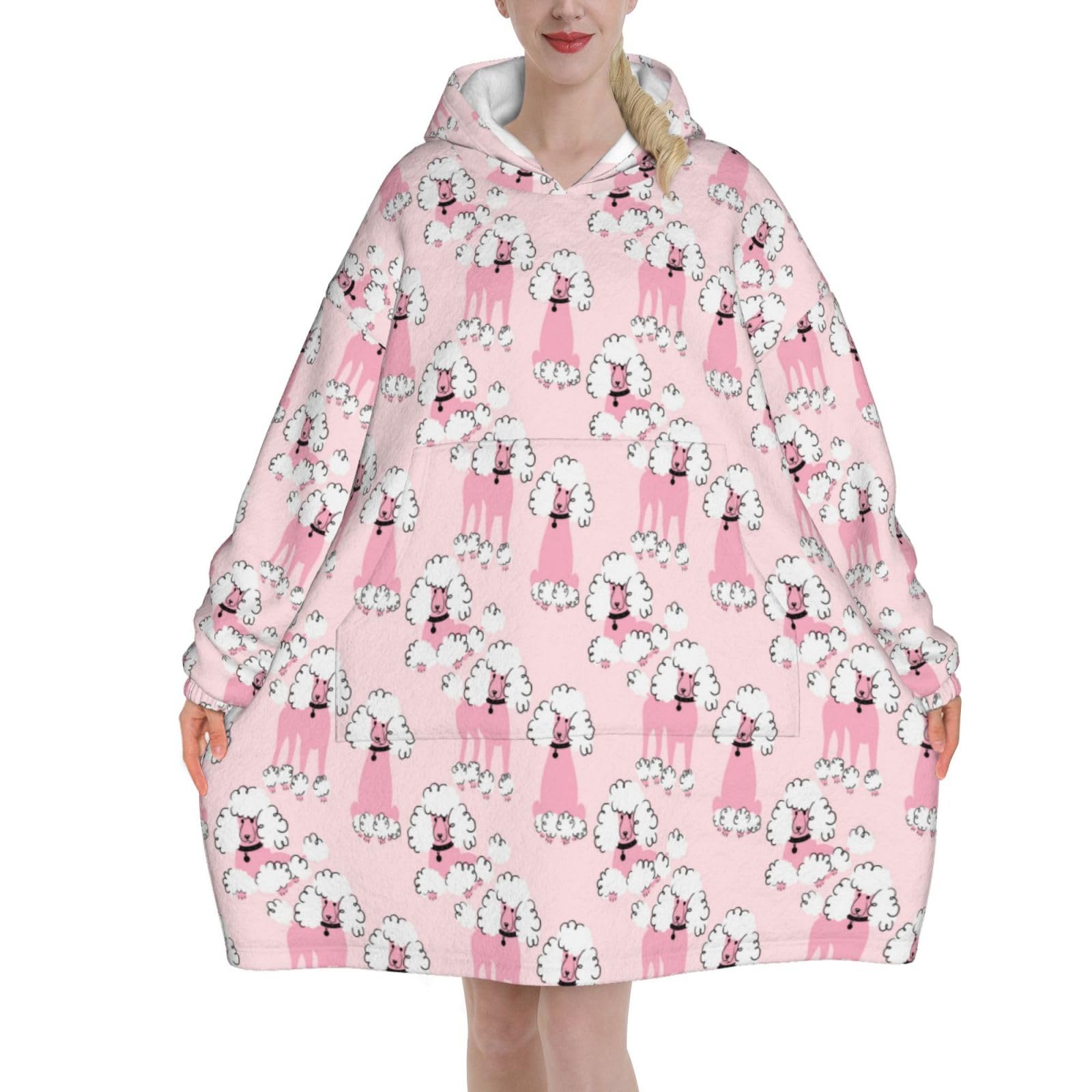Sweat à capuche couverture flanelle caniche doodle, le cadeau idéal pour frissonner - 8