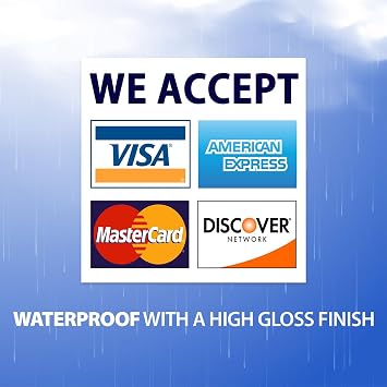 We Accept Credit Cards AmEx Visa MasterCard Discover Decals Sticker Logo Sign for Stores & Businesses (3.5 x 3.5)
