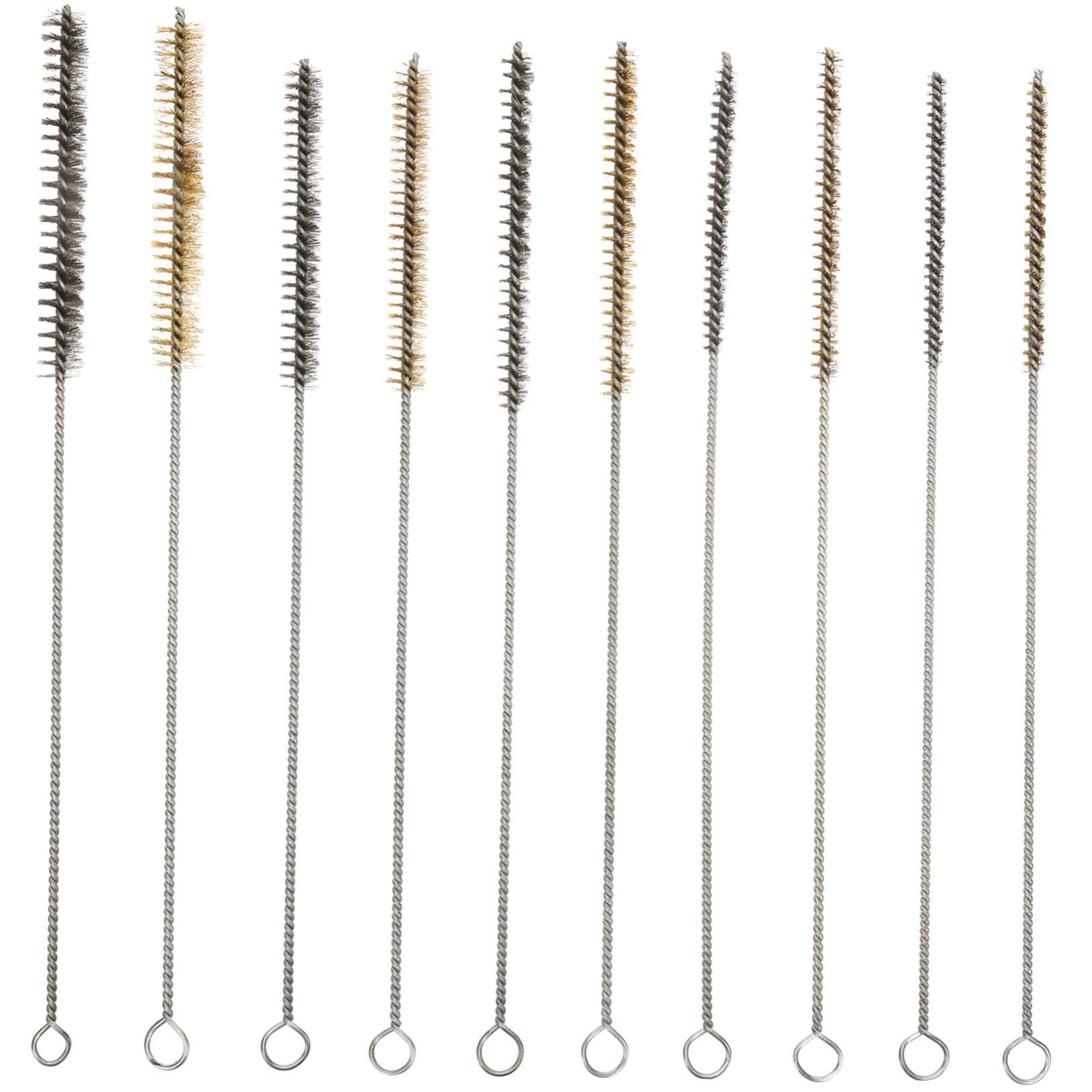 HOMOCONO 20 Pcs Multi-Purpose Wire Brush Set Round Steel Bristle Brush for Tube Cleaning