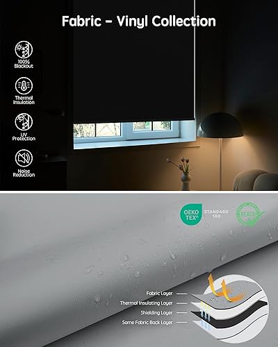 Miniatura 224 de Yoolax Persianas motorizadas con control remoto, persianas inteligentes opacas para ventanas, persianas enrollables motorizadas, persianas Tela