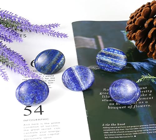 Miniatura 4 de Piedras de lapislázuli para niños, piedra ovalada de palmera, piedra de pulgar, cristales y piedras curativas de cuarzo a granel para Wicca, Reiki,