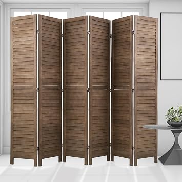 6 Panel Wood Room Divider, 5.75 Ft Tall Privacy Wall Divider Folding Wood Screen, Each Panel for Home Office Bedroom Restaurant, Best Home Foldable Screen - 68.9" H 15.75" W, Light and Easy to Move