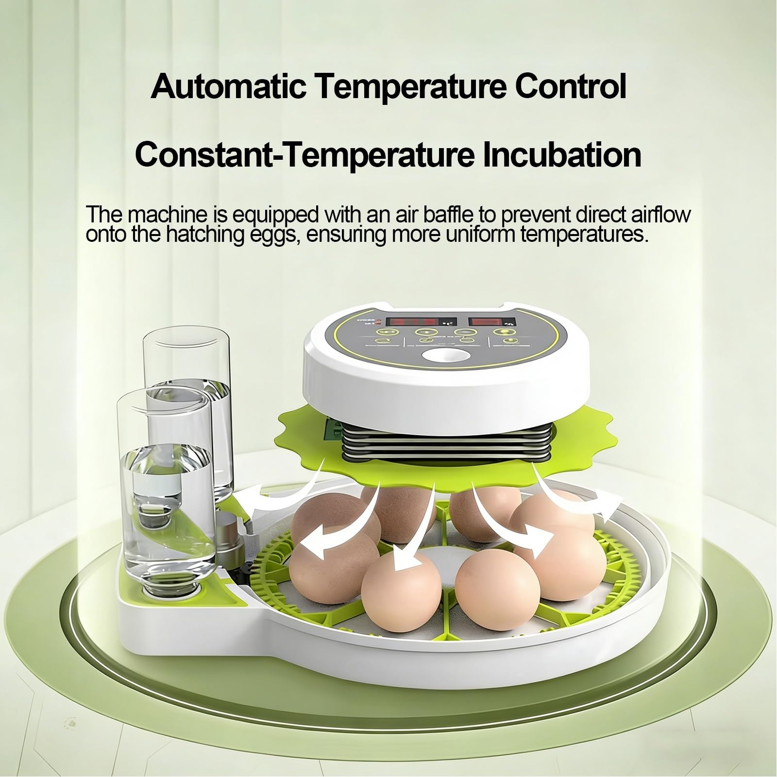 Incubadora de Huevos con Volteo Automático, Control de Humedad, Sistema de Recarga de Agua y Ovoscopio; Apta para Huevos de Gallina, Pato, Ganso, Codorniz y Paloma(12 Eggs)