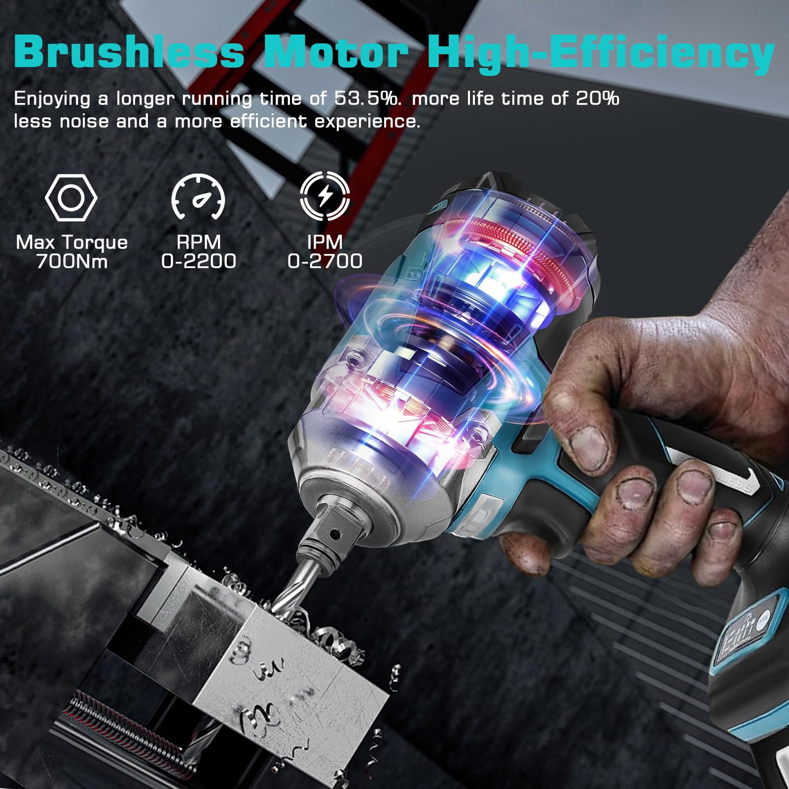 Clé à Chocs Sans Fil Brushless 700N.m compatible avec Makita 18 V