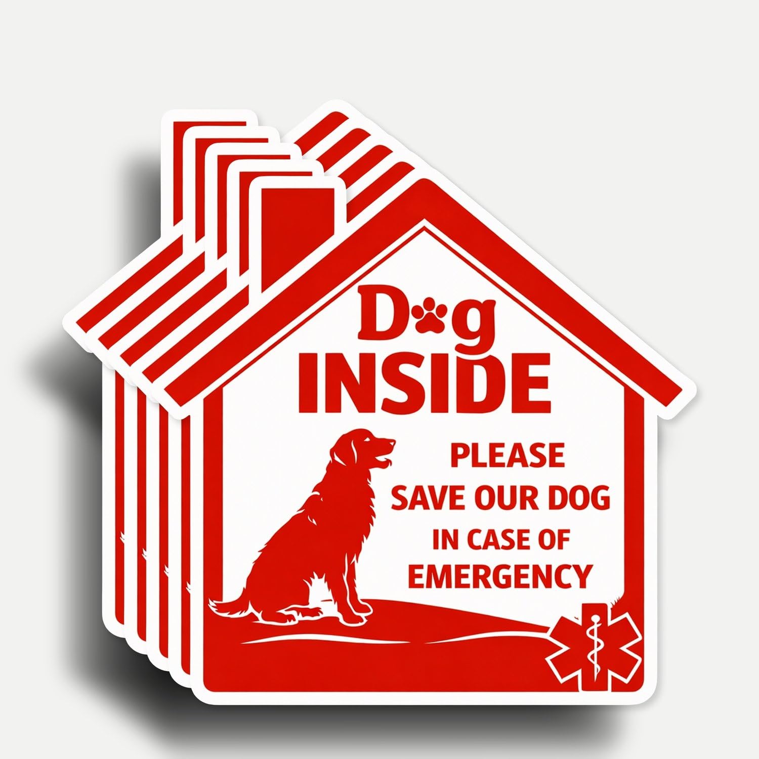Photo 1 of (5pcs) Dog Inside Fire Sticker 3 Inch, Pet Emergency Stickers, Waterproof Vinyl Deca for Home, Door