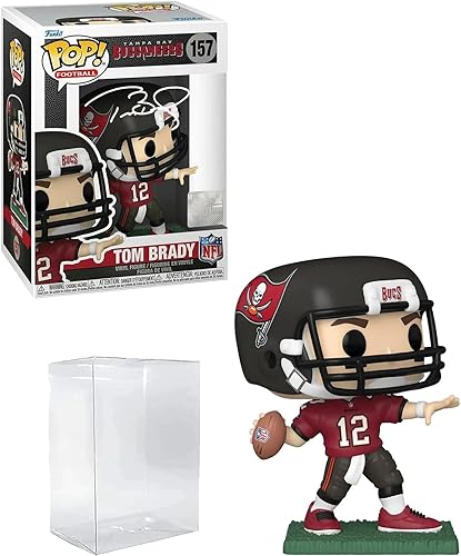 Miniatura 3 de Tom Brady #157 Facsimile Signed Reprint Laser Autographed Funko POP! Football NFL (Home Uniform) Tampa Bay Buccaneers Figurine with Protector Case