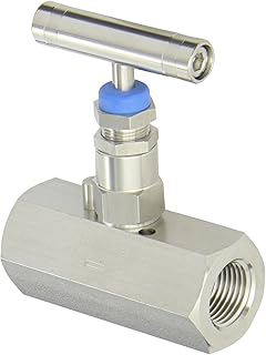 PIC Gauge HV-SS-1/2-HS-180-FXF 316 Stainless Steel Hex Body Straight Needle Valve with Gas Service Seat, 1/2 Female NPT x 1/2 Female NPT Connection Size, 6,000 psi Pressure