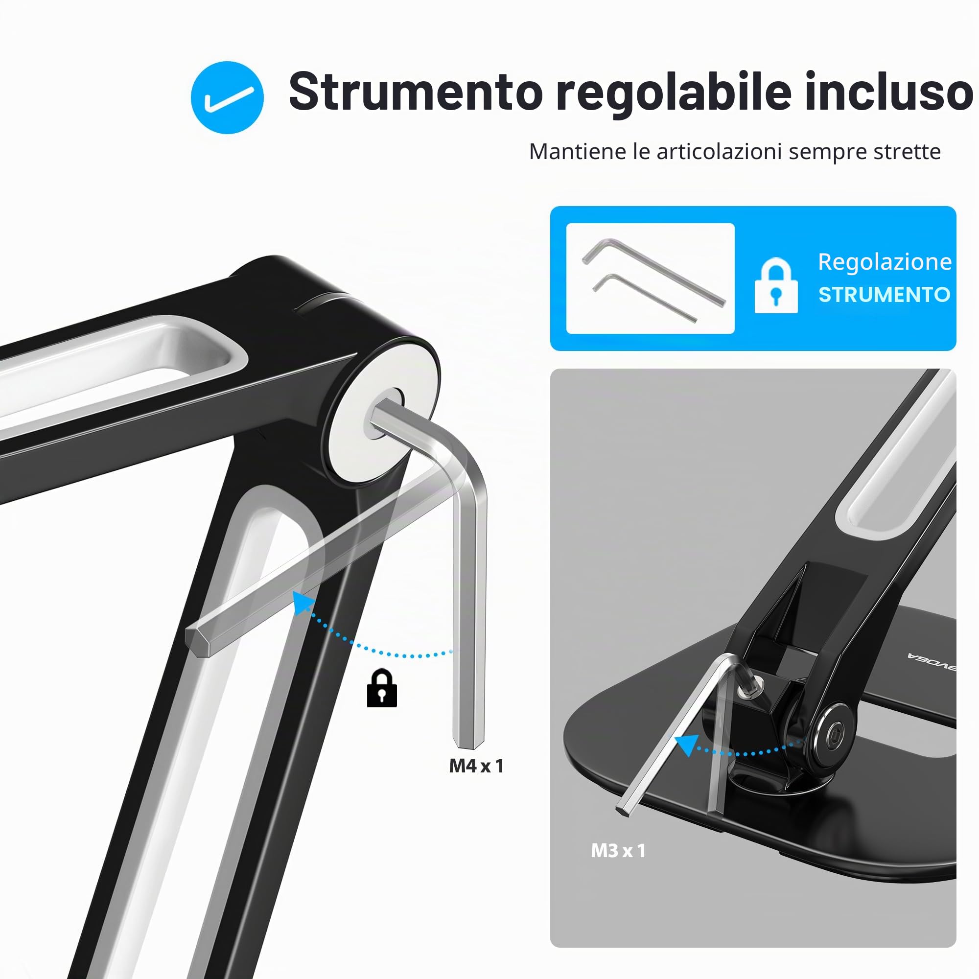AboveTEK Supporto per Tablet in Alluminio, Con Rotazione a 360°, Compatibile con Tablet e Telefoni da 4 a 11 Pollici, Struttura Professionale e Robusta, Ideale per Negozi, Uffici e Showroom (Nero)